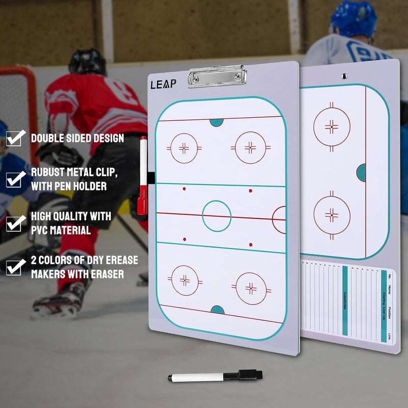 LEAP Coach Board Clipboard Premium Tactical Double-Sided Coach Marker Board with Full & Half Court Dry Erase Marker Board for Basketball Baseball Football Soccer Hockey Lacrosse & Volleyball Coahces - Image 5